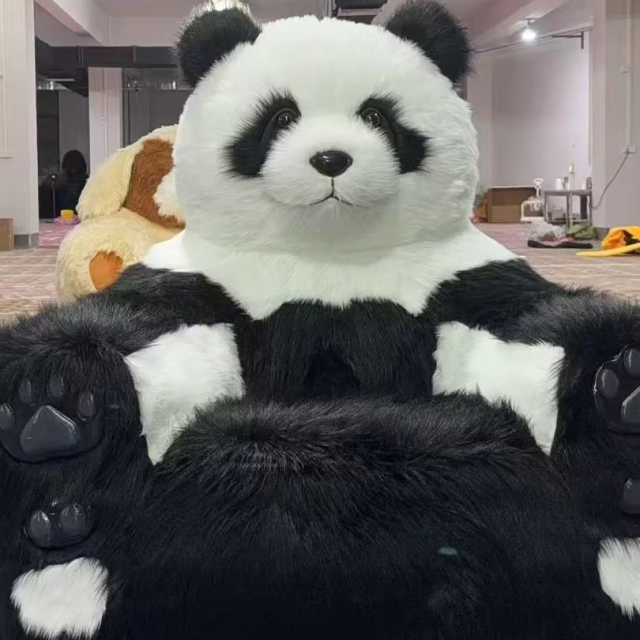 Long Plush Panda Sofa Bed With Animal Design for Living Cute Inflatable Plush Baby Animal Sofa Chair Panda Sofa