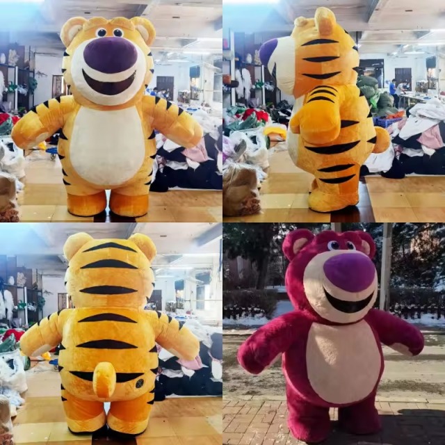New Inflatable Mascot Strawberry Bear Suit Adult Blow up High Quality 2m/2.6m Bear Cosplay Dress Mascot Costume