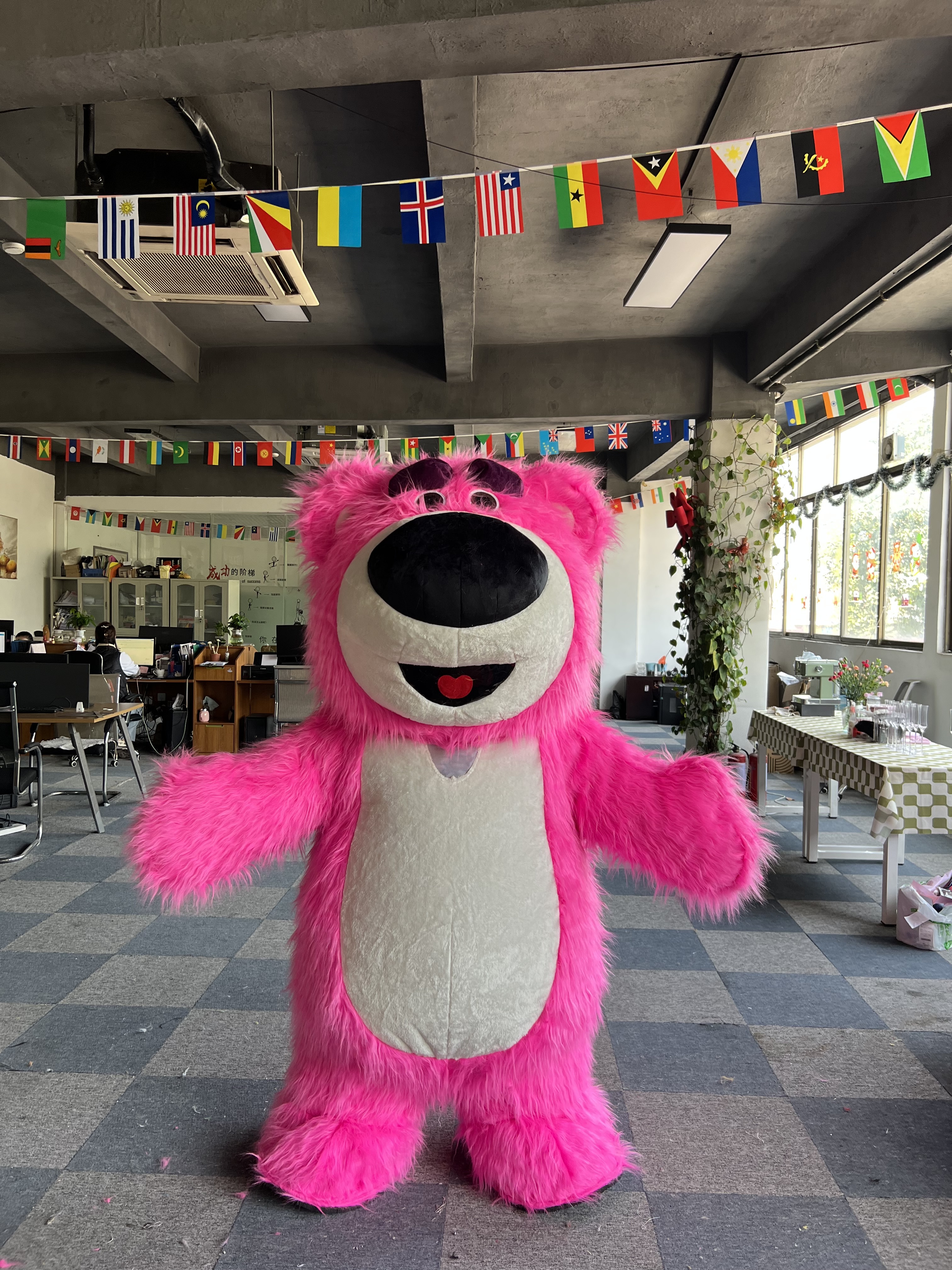 Inflatable Strawberry Bear Mascot Costume Red Bear Cartoon Doll Costume People Wear Unisex Animal Collectibles Costumes & Toys