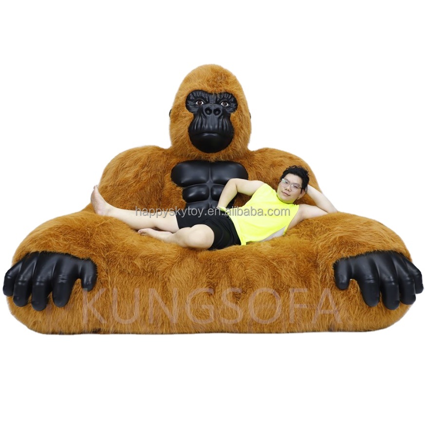 Self Inflating Inflatable Chair Sofa Plush King Kong Inflatable Living Room Furniture Giant Animal Bed Couch Gorilla Sofa
