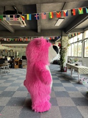 Best Selling Cartoon Character Walking Rose Pink Inflatable Strawberry Bear Mascot Costume Advertising