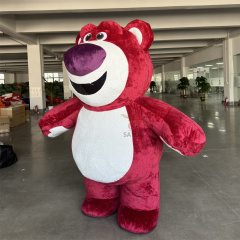 Wine Red Color Giant Lotso' Bear Mascots Costume 2m Inflatable Rosy Pink Lotso' Bear Furry Suits for Funny Cosplay Games