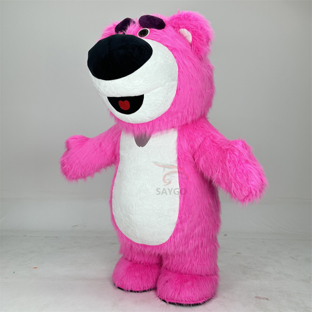 3m Strawberry Losto Toy Story Disney Cartoon Character Walking Rose Pink Inflatable Bear Mascot Costume Advertising,Big Mascot,Strawberry Best Selling Cartoon Character Walking Rose Pink Inflatable Bear Mascot Costume Advertising