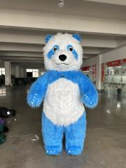 Unisex Wholesale Inflatable Mascot Full-Size Furry Blue Baby Panda Bear Costume Men Adults Cosplay Factory Directly Sale