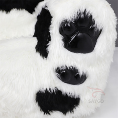 Furry Lazy Sofa Animal Couch Inflatable Plush Baby Kids Chair Panda Recliner Sofa Inflatable Long Plush Panda Sofa Beach Chair