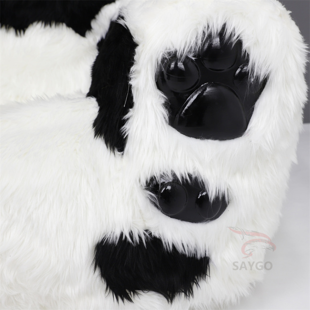 Furry Lazy Sofa Animal Couch Inflatable Plush Baby Kids Chair Panda Recliner Sofa Inflatable Long Plush Panda Sofa Beach Chair