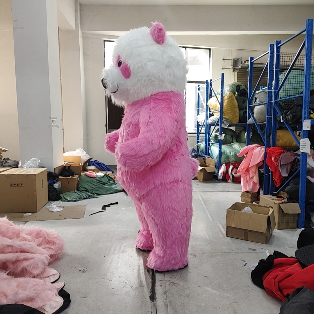 Wholesale Actory Directly Custom Cosplay Full-Size Furry Adults Giant Inflatable pink Panda Mascot Costume for Men and Wowen