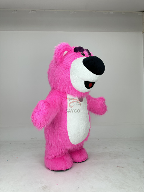 Unisex Adult Inflatable Lotso-es Strawberry Bear Mascot Costume Suits 2m/2.6m for Events Cosplay Performance Enjoyment