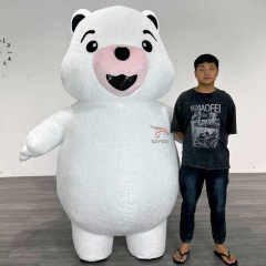 Custom Plush Cosplay Adult White Teddy Bear Inflatable Mascot Walking Costume Halloween Party Performance