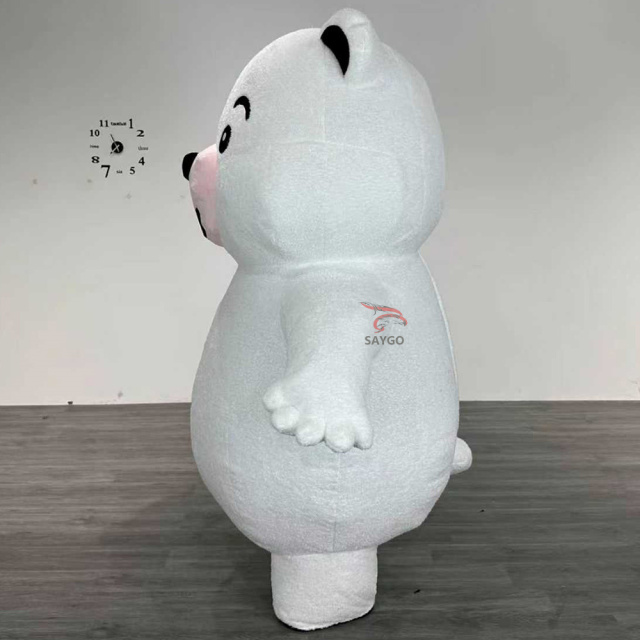 Custom Plush Cosplay Adult White Teddy Bear Inflatable Mascot Walking Costume Halloween Party Performance