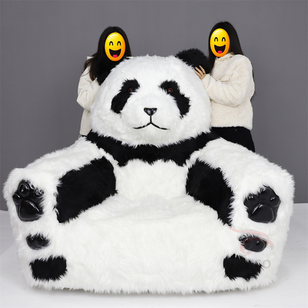 Long Plush Panda Sofa Bed With Animal Design for Living Cute Inflatable Plush Baby Animal Sofa Chair Panda Sofa