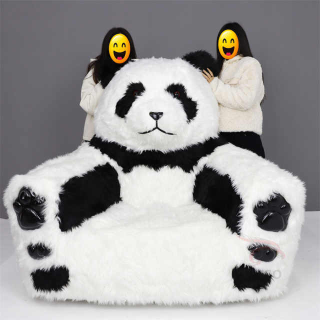 Long Plush Panda Sofa Bed With Animal Design for Living Cute Inflatable Plush Baby Animal Sofa Chair Panda Sofa