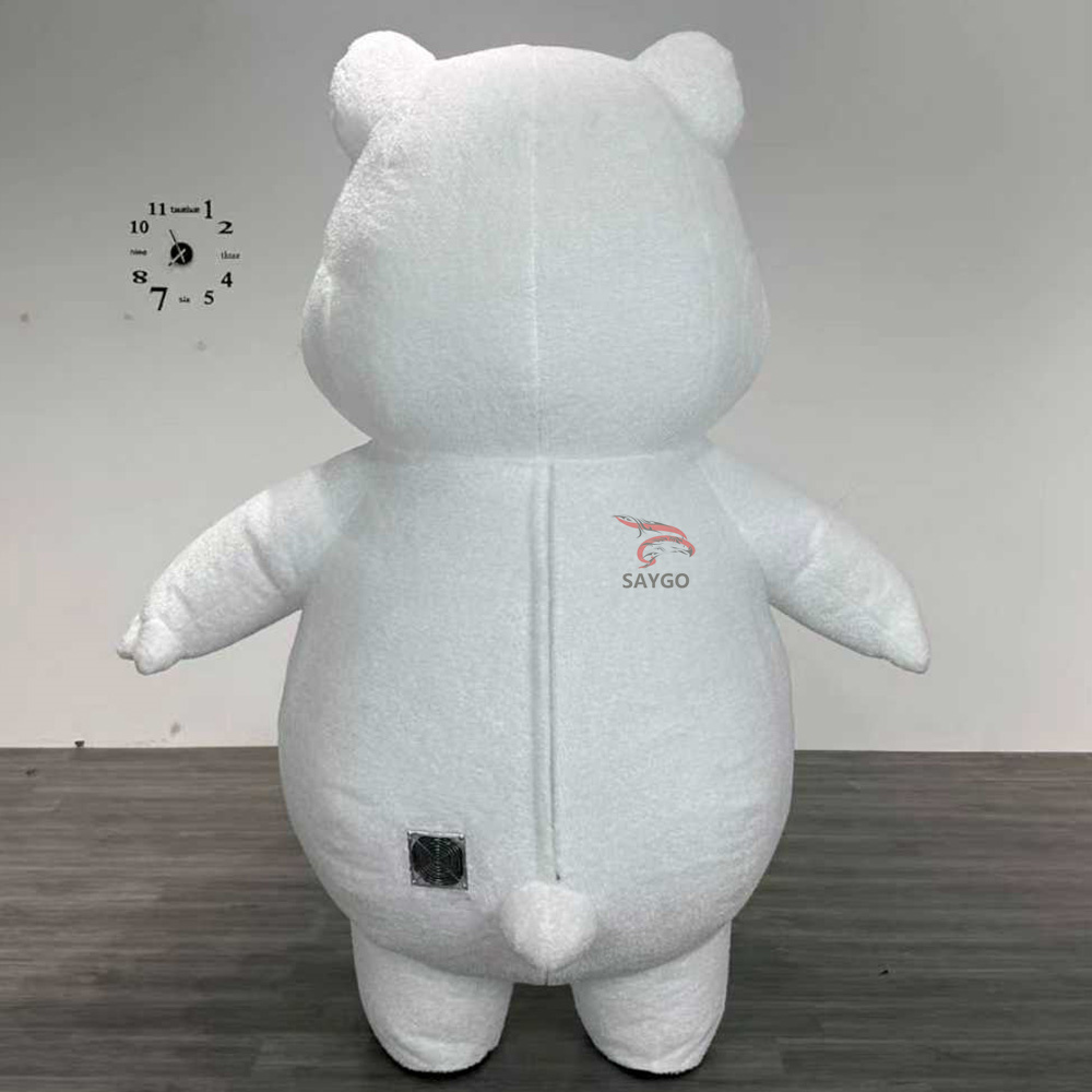 Custom Plush Cosplay Adult White Teddy Bear Inflatable Mascot Walking Costume Halloween Party Performance
