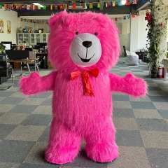 Cheap Unisex Adult Inflatable Cartoon Character Pink Teddy Bear Mascot Costume for Halloween Decorations and Parties