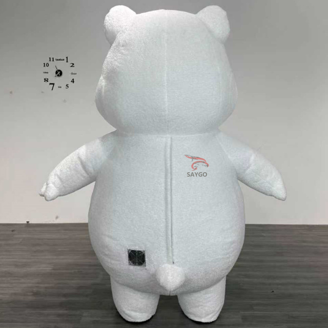 Custom Plush Cosplay Adult White Teddy Bear Inflatable Mascot Walking Costume Halloween Party Performance