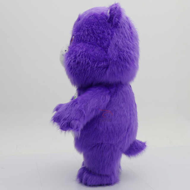 Amusement Dance Clothes Adults Cosplay Wear Long Hair Bear Inflatable Mascot Costume for Events Rental 2.2m purple Fur Bear Suit