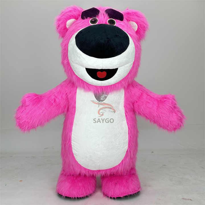 Unisex Adult Inflatable Lotso-es Strawberry Bear Mascot Costume Suits 2m/2.6m for Events Cosplay Performance Enjoyment