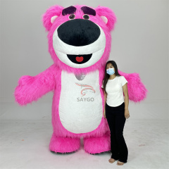 Best Selling Cartoon Character Walking Inflatable Pink Strawberry Bear Mascot Costume Advertising