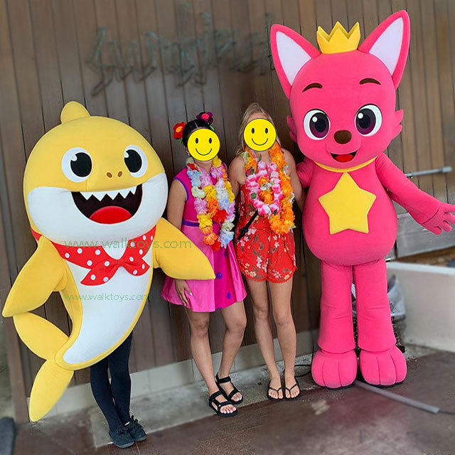 Pinkfong Fox Baby Shark Mascot Costume Party Show Giant Plush Inflatable Adult Party Event Mascot Cartoon Fancy Dress Character Costume,Big Mascot,Pinkfong Fox Baby Shark Mascot Costume Party Show Giant Plush Inflatable Adult Party Event Mascot Cartoon Fancy Dress Character Costume