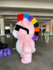Inflatable Pink Cool Bear Mascot Costume Adults-Realistic Long Fur Unisex Rental Cartoon Carnival/Easter/Halloween Party