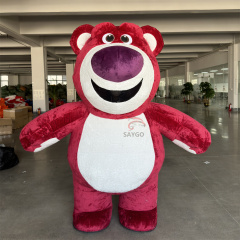 Wine Red Color Giant Lotso' Bear Mascots Costume 2m Inflatable Rosy Pink Lotso' Bear Furry Suits for Funny Cosplay Games