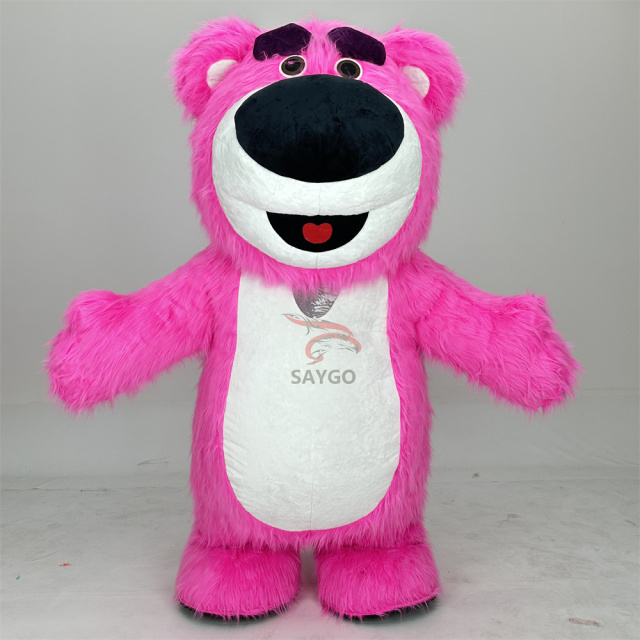 Unisex Adult Inflatable Lotso-es Strawberry Bear Mascot Costume Suits 2m/2.6m for Events Cosplay Performance Enjoyment
