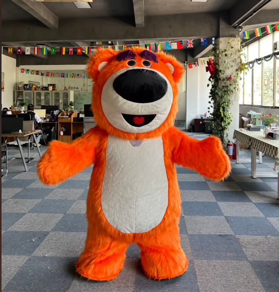 Silly Funny Giant Lotso' Bear Mascots Costume 2m 2.6m Inflatable Strawberry Lotso' Bear Furry Suits for Girls Enjoy Party