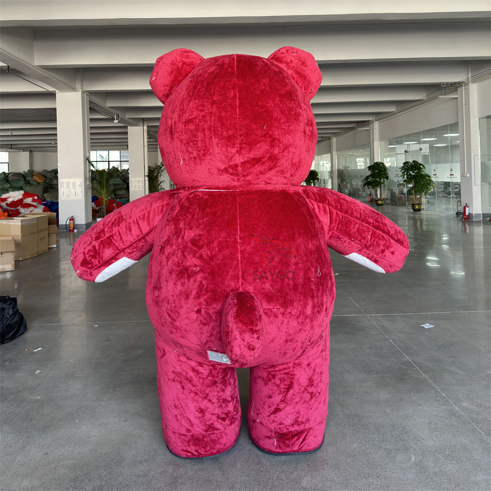 Wine Red Color Giant Lotso' Bear Mascots Costume 2m Inflatable Rosy Pink Lotso' Bear Furry Suits for Funny Cosplay Games