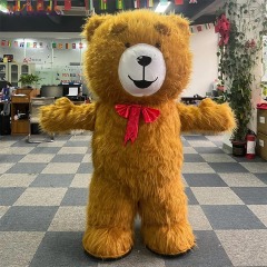 Cheap Unisex Adult Inflatable Cartoon Character Pink Teddy Bear Mascot Costume for Halloween Decorations and Parties