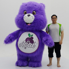 Amusement Dance Clothes Adults Cosplay Wear Long Hair Bear Inflatable Mascot Costume for Events Rental 2.2m purple Fur Bear Suit