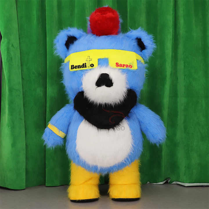 Commercial Popular 2.2m Inflatable Cartoon Mascot Costume Cool Bear with Sunglass for Carnival Christmas Events Rental Bear Suit