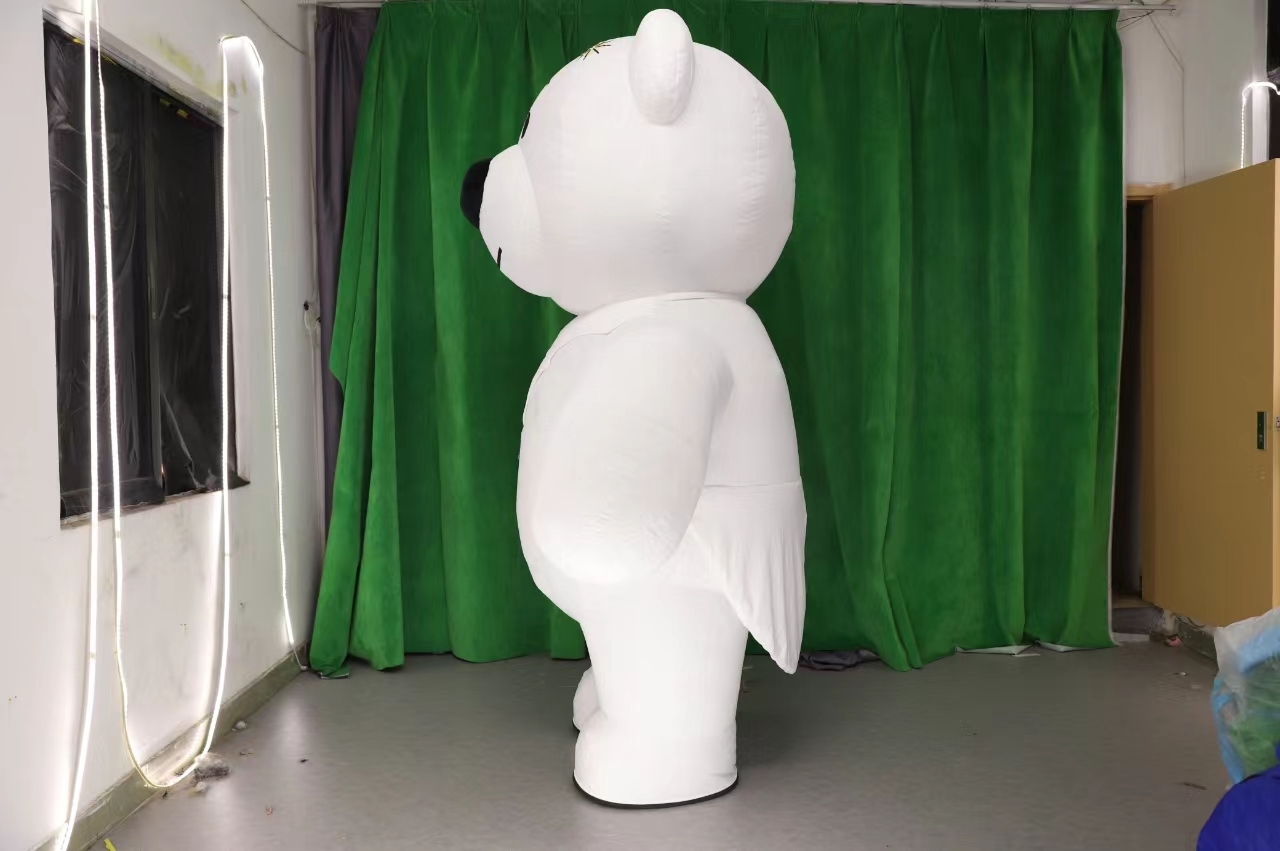 Giant White Inflatable Walking Bear Mascot Lovely Cute Realistic Plush Cartoon for New Year Holiday and Promotion Use