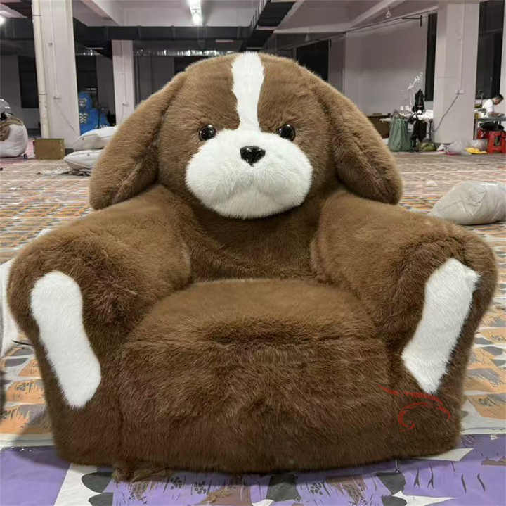 Cute Animal Dog New Design Double Flocked Airbed air Mattress Inflatable Sofa Bed for Living Room Furniture