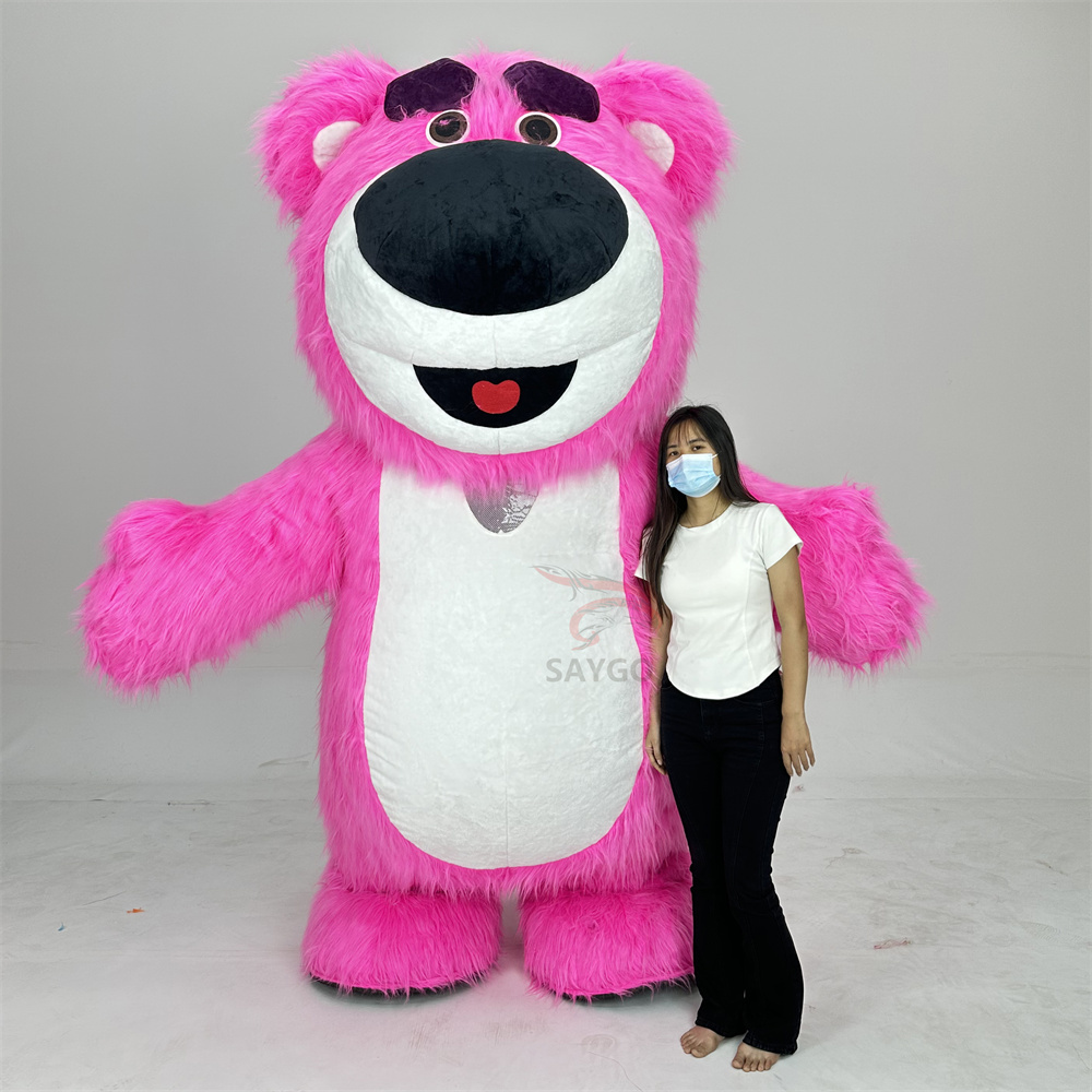 3m Strawberry Losto Toy Story Disney Cartoon Character Walking Rose Pink Inflatable Bear Mascot Costume Advertising,Big Mascot,Strawberry Best Selling Cartoon Character Walking Rose Pink Inflatable Bear Mascot Costume Advertising