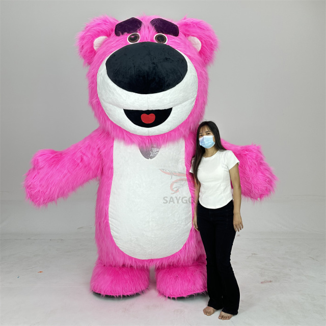3m Strawberry Losto Toy Story Disney Cartoon Character Walking Rose Pink Inflatable Bear Mascot Costume Advertising,Big Mascot,Strawberry Best Selling Cartoon Character Walking Rose Pink Inflatable Bear Mascot Costume Advertising