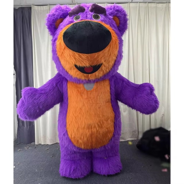 New Inflatable Mascot Strawberry Bear Suit Adult Blow up High Quality 2m/2.6m Bear Cosplay Dress Mascot Costume