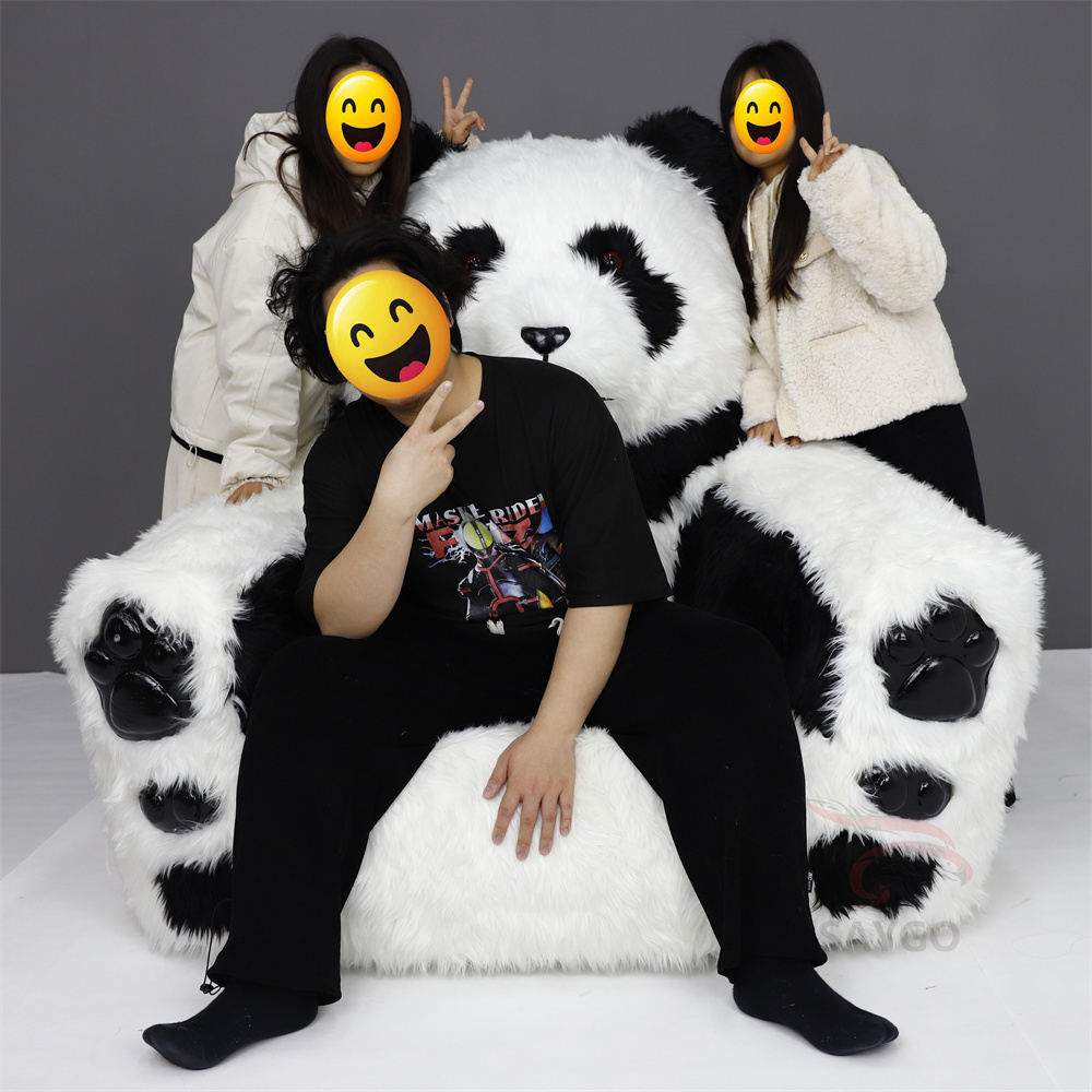Long Plush Panda Sofa Bed With Animal Design for Living Cute Inflatable Plush Baby Animal Sofa Chair Panda Sofa