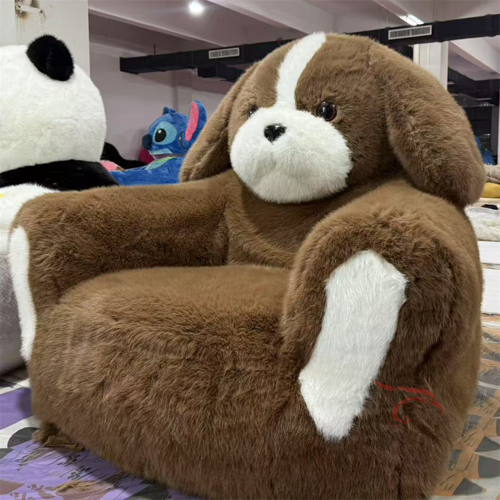 Cute Animal Dog New Design Double Flocked Airbed air Mattress Inflatable Sofa Bed for Living Room Furniture