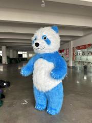 Unisex Wholesale Inflatable Mascot Full-Size Furry Blue Baby Panda Bear Costume Men Adults Cosplay Factory Directly Sale