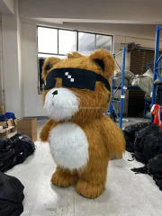 Long Fur 2.2m Brown Inflatable Cartoon Cool Bear Inflatable Suit for Carnival Halloween New Year Celebration Cosplay Costumes