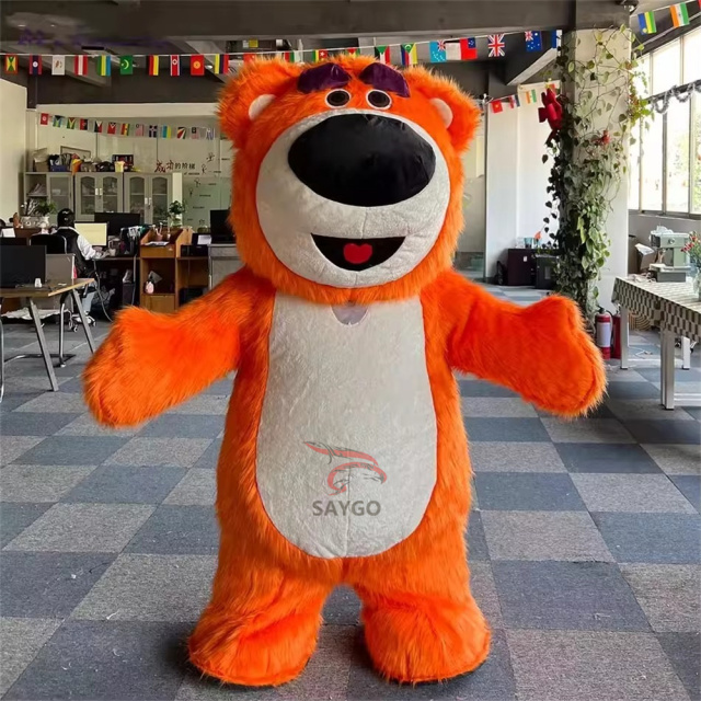 Orange Furry Lotso' Bear  Mascot Costume Party Show Giant Plush Inflatable Adult Party Event Mascot Cartoon Fancy Dress Character Costume,Big Mascot,Orange Furry Lotso' Bear  Mascot Costume Party Show Giant Plush Inflatable Adult Party Event Mascot Cartoon Fancy Dress Character Costume