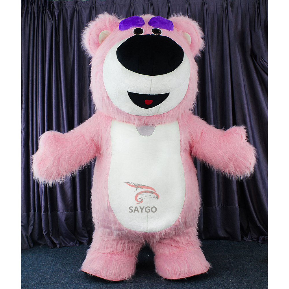 Pink Lotso' Bear with Purple Eyebrow  Mascot Costume Party Show Giant Plush Inflatable Adult Party Event Mascot Cartoon Fancy Dress Character Costume,Big Mascot,Pink Lotso' Bear with Purple Eyebrow  Mascot Costume Party Show Giant Plush Inflatable Adult Party Event Mascot Cartoon Fancy Dress Character Costume