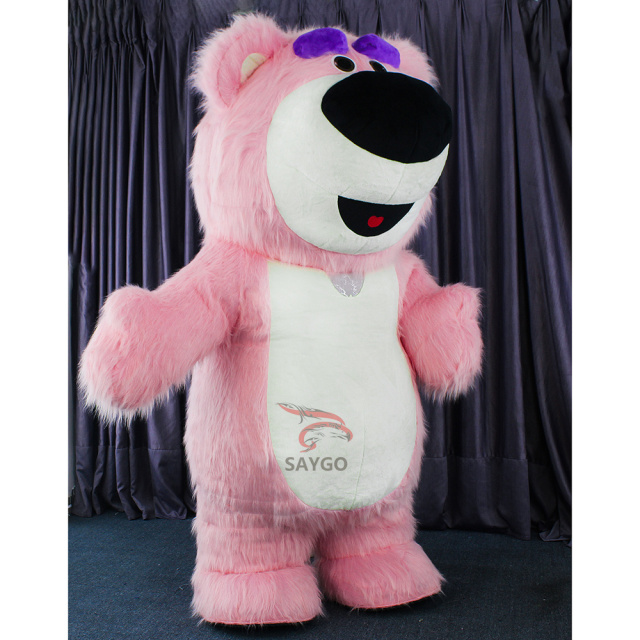 Pink Lotso' Bear with Purple Eyebrow  Mascot Costume Party Show Giant Plush Inflatable Adult Party Event Mascot Cartoon Fancy Dress Character Costume,Big Mascot,Pink Lotso' Bear with Purple Eyebrow  Mascot Costume Party Show Giant Plush Inflatable Adult Party Event Mascot Cartoon Fancy Dress Character Costume