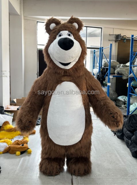 Dark Brown Inflatable for Masha Bear Mascot Costume Plush Fursuit Adult Anime Cosplay Custom Carnival Animal Mascotte Mascotte
