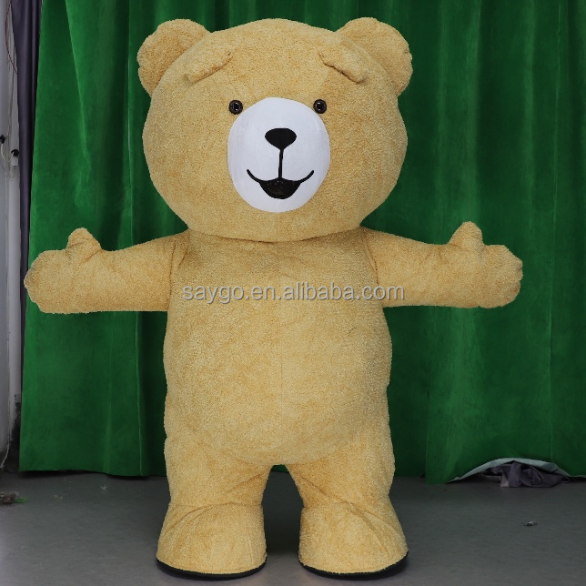 Giant Brown Plush Inflatable Teddy Bear Costumes Inflatable Teddy Bear Mascot Costumes for Adult Park Show, Opening Show, Kids