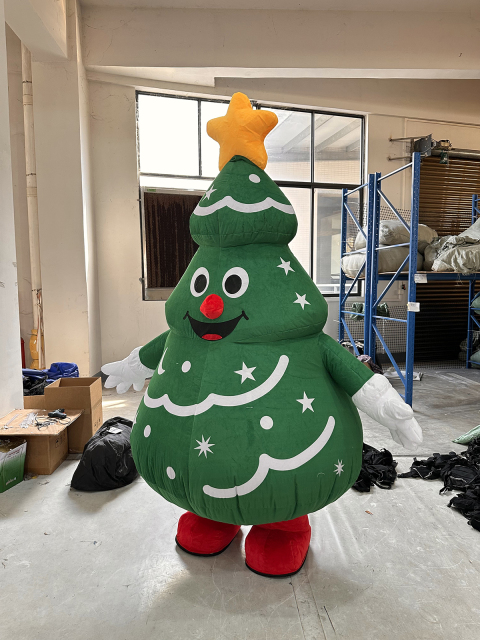 Christmas Inflatable Santa Costume XL Mens Costumes Adult Cosplay Outfit Funny Blow-up Claus Suit with Tree for Halloween Mascot