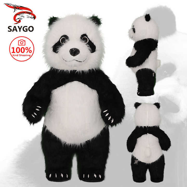 Saygo Long Plush 2m/2.6m/3m Inflatable Panda Mascot Costume Cartoon Character Cosplay Suit for Adults