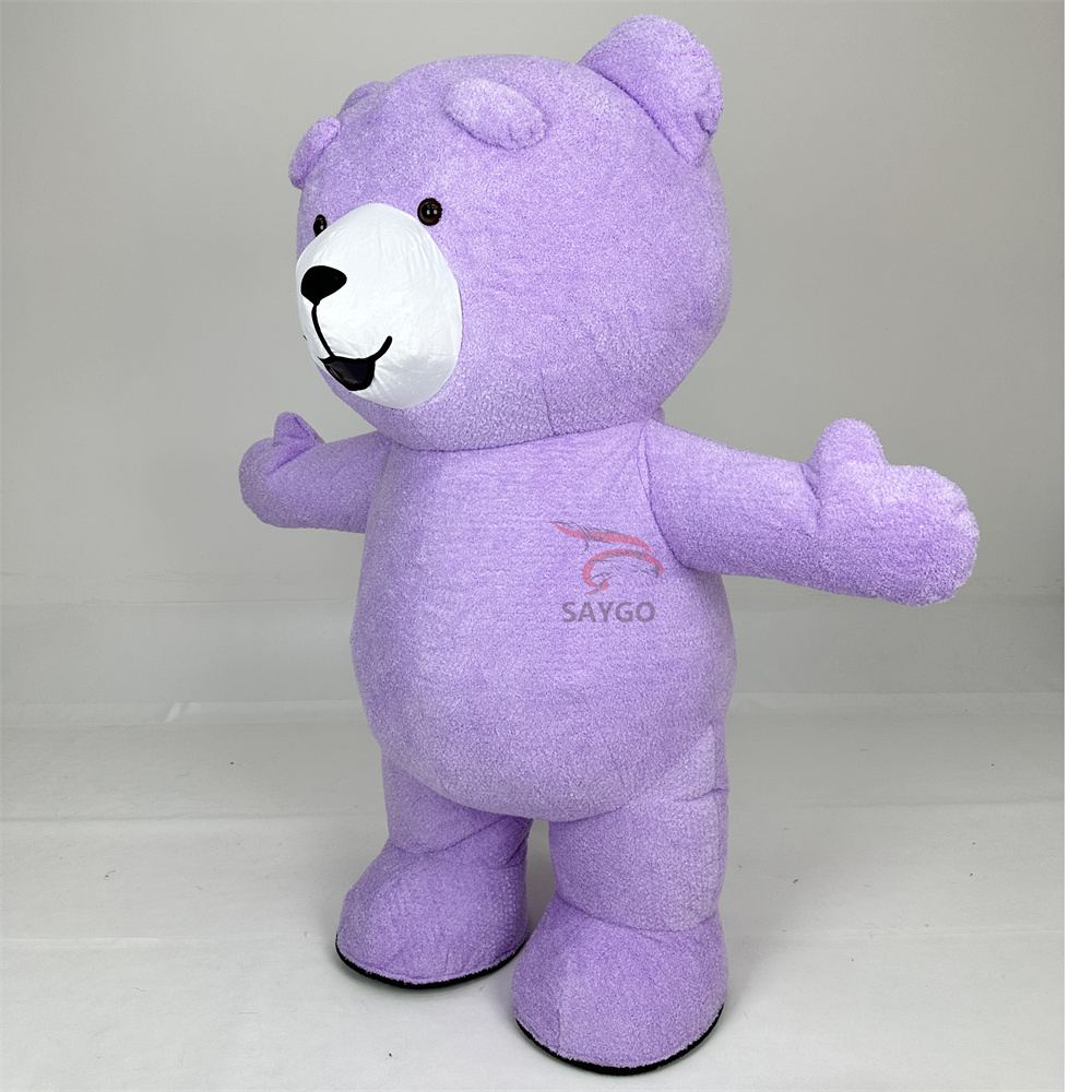 Inflatable Orange Teddy Bear Mascot Costume Human-Sized Walking Wearable for Men Valentines Gift Removable Costume Design