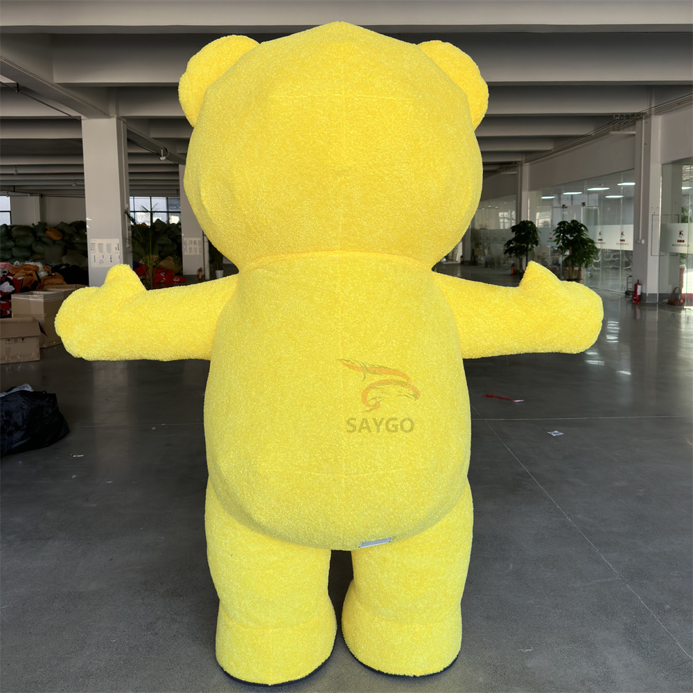 Hot Selling Custom Yellow Inflatable Teddy Bear Mascot Costume Latest Release Adult Character Clothing Life-Size Plush Teddy