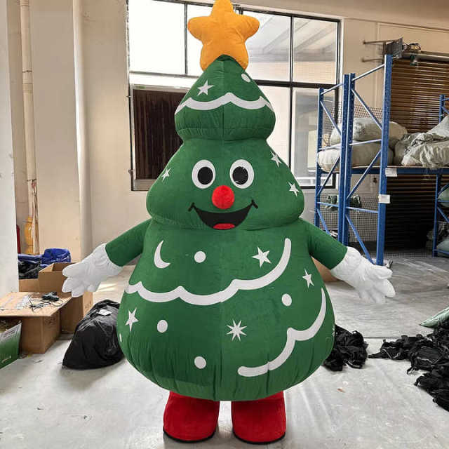 Christmas Inflatable Santa Costume XL Mens Costumes Adult Cosplay Outfit Funny Blow-up Claus Suit with Tree for Halloween Mascot